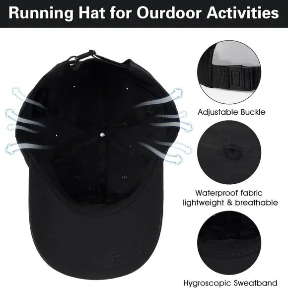 Unisex Waterproof Running Hat Lightweight Sun Protection Baseball Cap for Outdoo - Picture 5 of 7